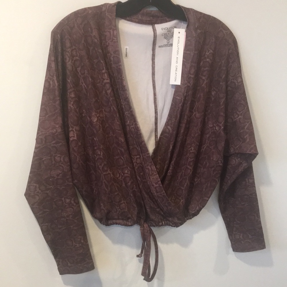 EVOLUTION AND CREATION Women’s Long Sleeve Bolero Inspired Tie Front Top Size S